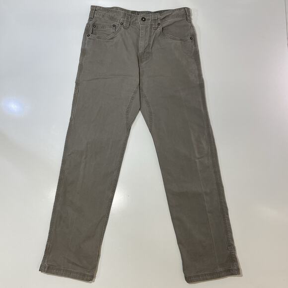 prAna Men's Khaki Outdoors Pants Size 31x32 Straight Leg Organic Cotton Denim - Picture 1 of 8